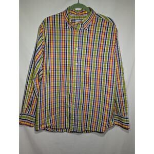 Barry Bricken Mens Button Down Plaid Shirt Sz L Colorful Preppy Career Business